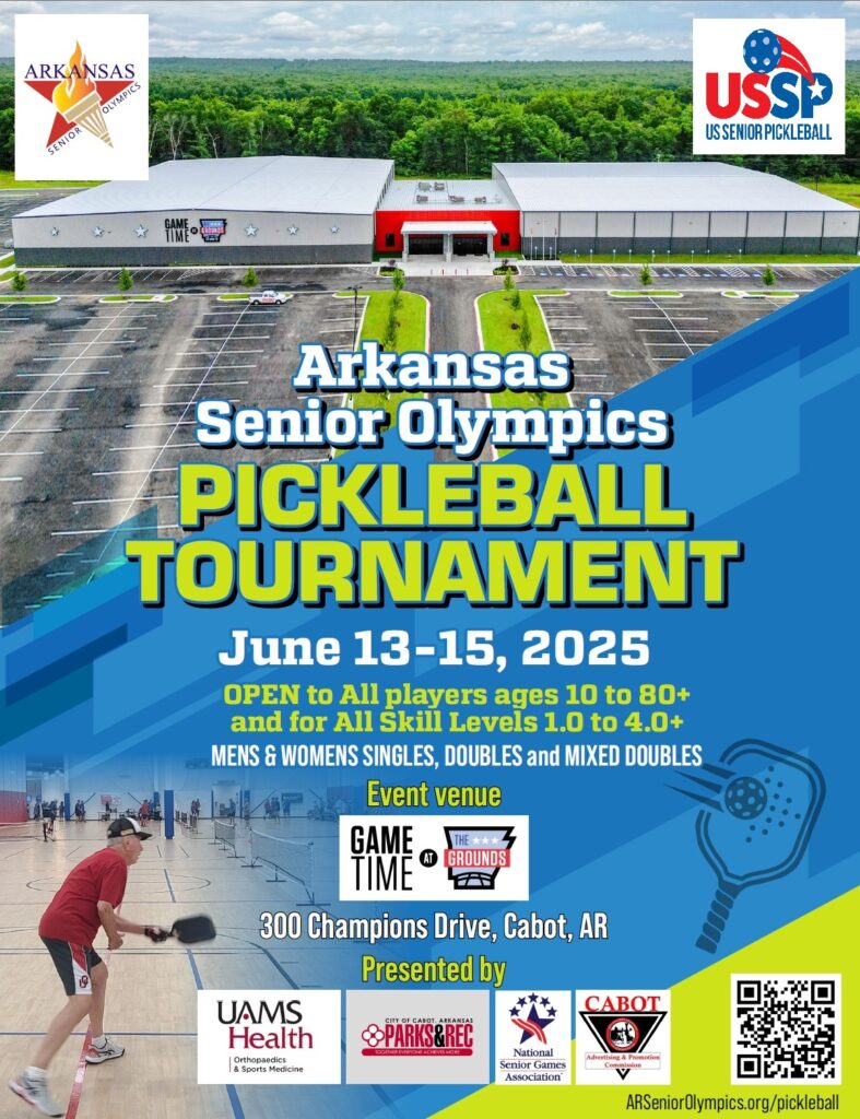 Arkansas Senior Olympics Pickleball Tournament Flyer